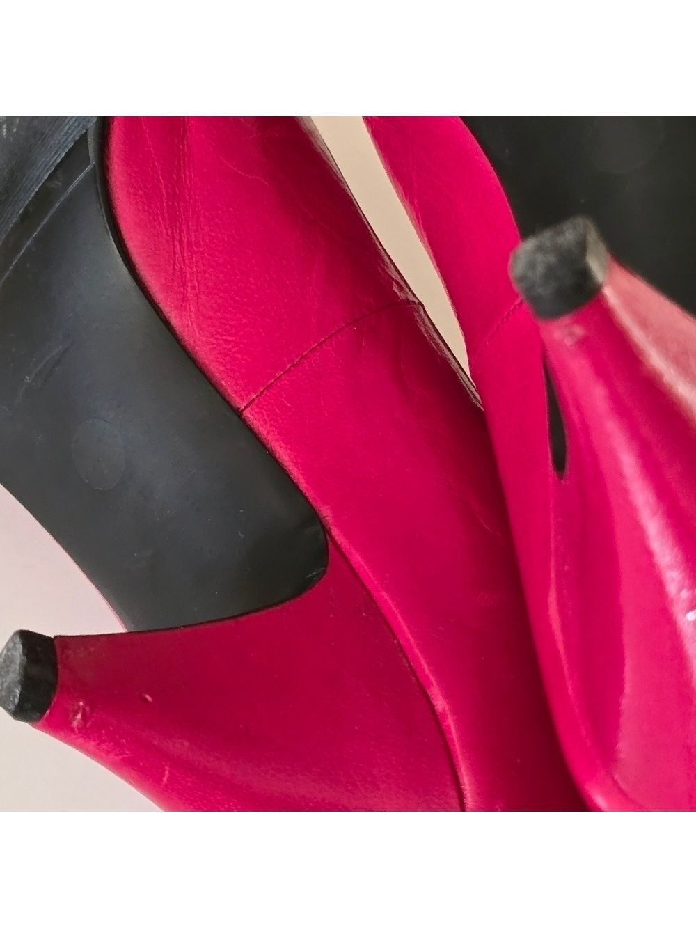 Vintage 80s leather pointed toe pumps with bow - Picture 8 of 12